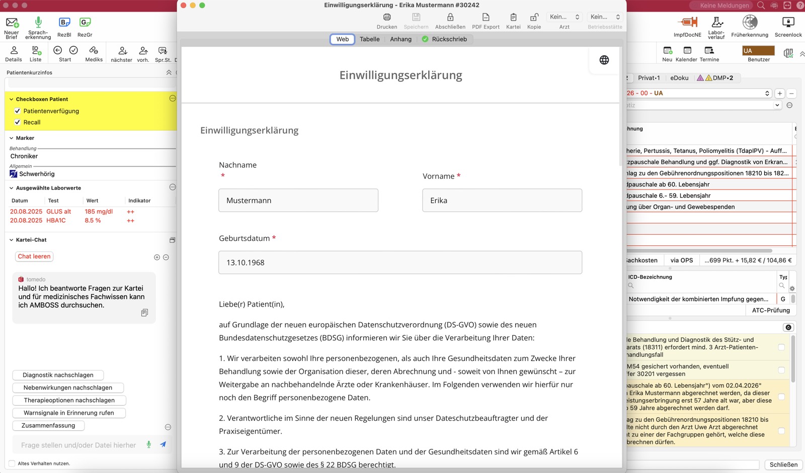 Digitales Patientenformular mit Rückschrieb in die tomedo® Kartei
