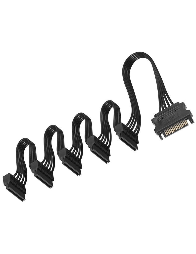 upHere SATA Power Verlängerungskabe SATA Splitter 1 Stecker auf 5 Buchse Splitter Kabel(SAC1-5)