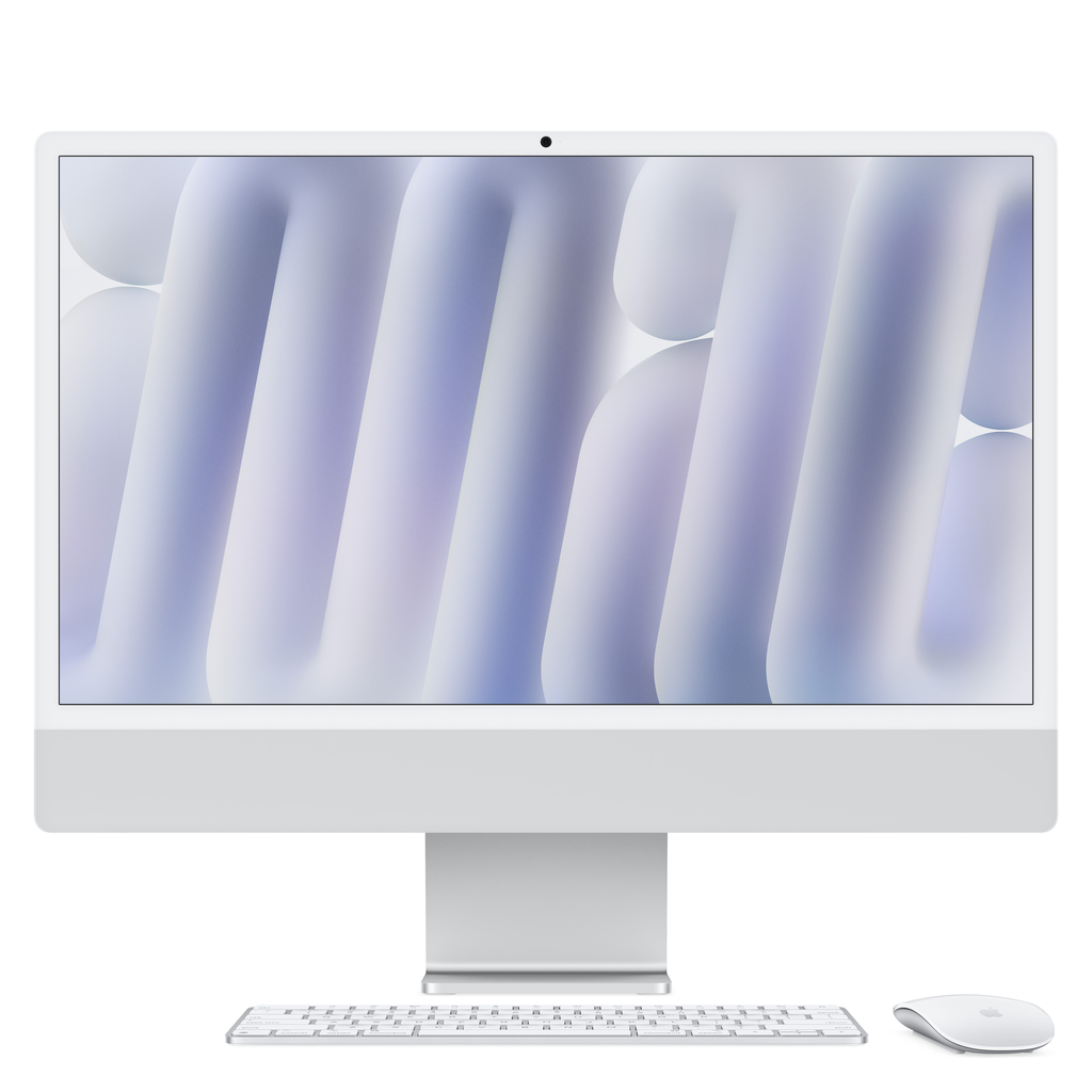 [MWUC3D/A] Apple iMac 24‘‘ CTO M4 8-Core (Gigabit Ethernet,TID.Num.) (Silber, 256GB SSD Speicher)