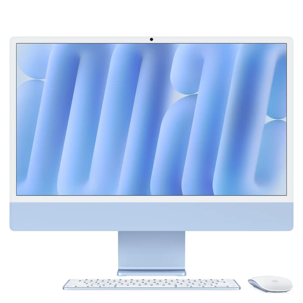 Apple iMac 24‘‘ CTO M4 8-Core (Gigabit Ethernet,TID.Num.) (Blau, 256GB SSD Speicher)