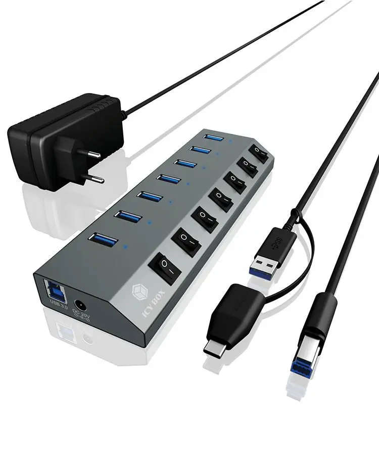 Hub 7-Port IcyBox USB 3.0 IB-HUB1701-C3 7 Ladeports