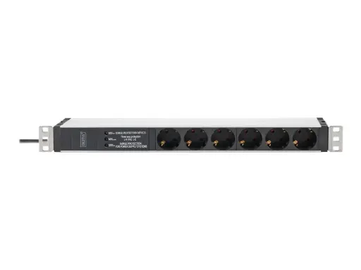 DIGITUS PDU 1HE 6x Schuko 16A Ausgänge 230V/16A schwarz